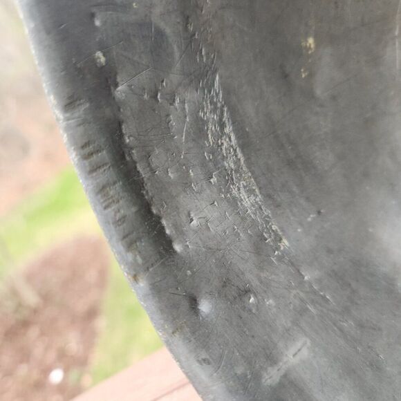 Antique Early Pewter Signed Food Dome Cloche Cover English Grape Leaf Handle - Picture 10 of 10